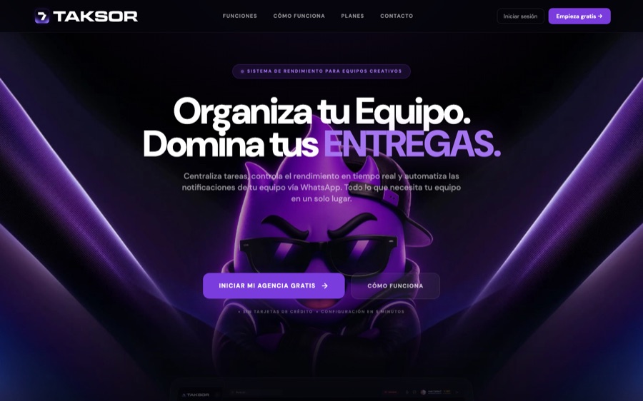 Página web de Taksor, SaaS diseñado y desarrollado por MONARCA